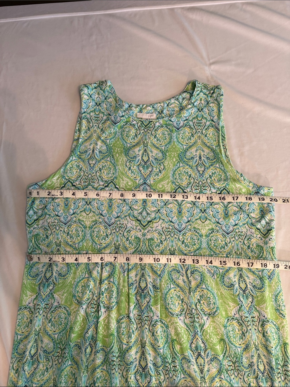 J. Jill Green, Blue, White & Aqua Maxi Dress. 95% Rayon. Size L. - Picture 4 of 6